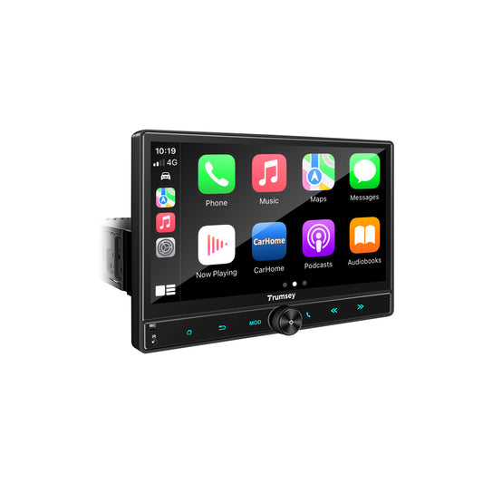 Adjustable and Detachable 10.5" HD IPS Large Screen Single Din Car Stereo, Carplay, Android Auto, Bluetooth Audio, Steering Wheel, Subw, Mirror Link, FM/AM Car Radio, Rear Camera, USB/SD/AUX